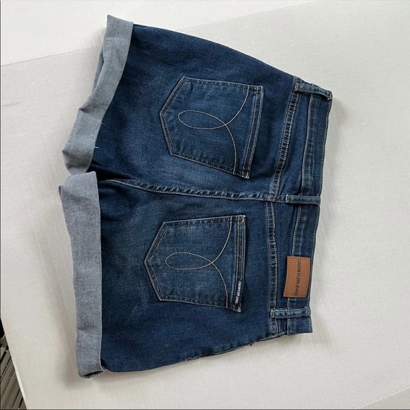 high waisted jean shorts denim calvin klein jeans cuffed - Picture 4 of 6